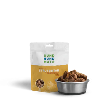 Strutsbitar Sund Hundmat 60 g
